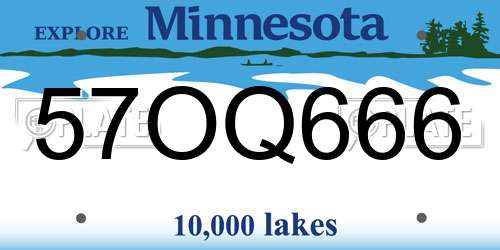 57OQ666 Minnesota License Plate