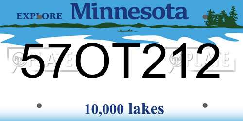 57OT212 Minnesota License Plate
