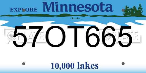 57OT665 Minnesota License Plate