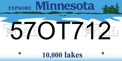 57OT712 Minnesota License Plate