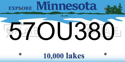 57OU380 Minnesota License Plate