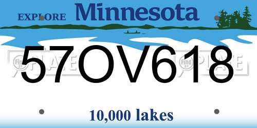 57OV618 Minnesota License Plate