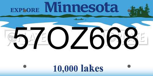 57OZ668 Minnesota License Plate