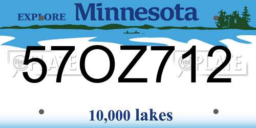 57OZ712 Minnesota License Plate