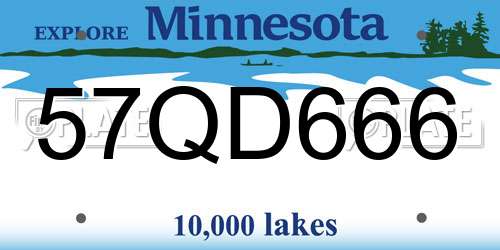 57QD666 Minnesota License Plate