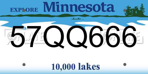 57QQ666 Minnesota License Plate