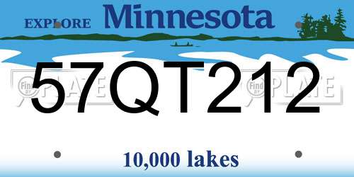57QT212 Minnesota License Plate