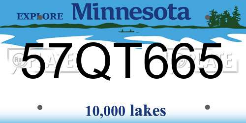 57QT665 Minnesota License Plate