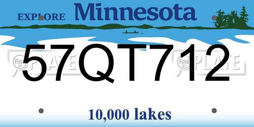 57QT712 Minnesota License Plate