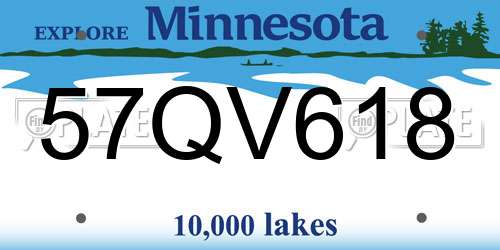 57QV618 Minnesota License Plate