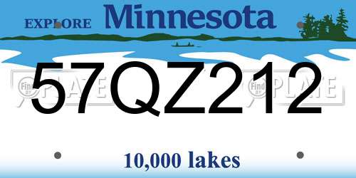 57QZ212 Minnesota License Plate
