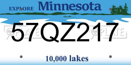 57QZ217 Minnesota License Plate