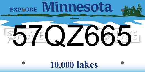 57QZ665 Minnesota License Plate