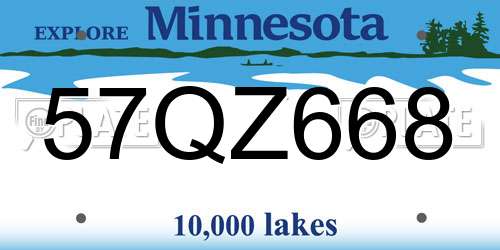 57QZ668 Minnesota License Plate