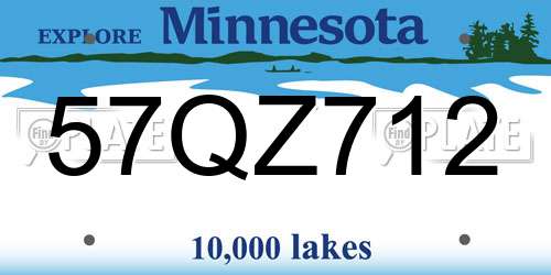 57QZ712 Minnesota License Plate