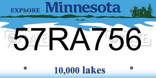 57RA756 Minnesota License Plate