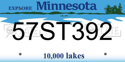 57ST392 Minnesota License Plate