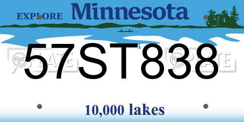 57ST838 Minnesota License Plate