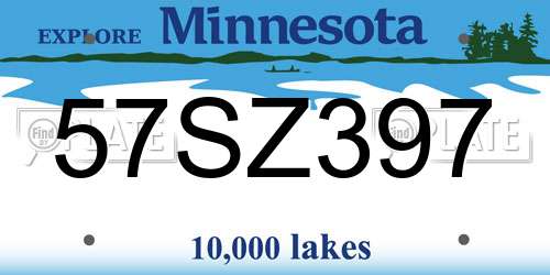 57SZ397 Minnesota License Plate