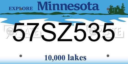 57SZ535 Minnesota License Plate