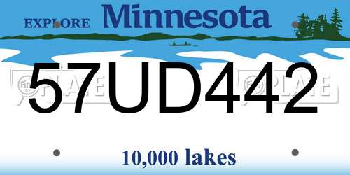 57UD442 Minnesota License Plate