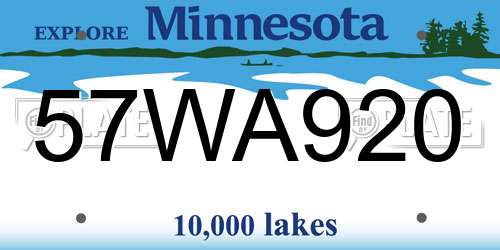 57WA920 Minnesota License Plate