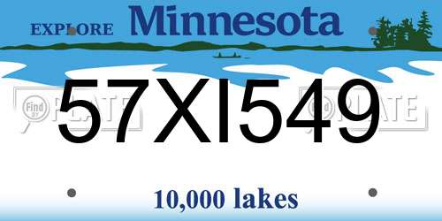 57XI549 Minnesota License Plate