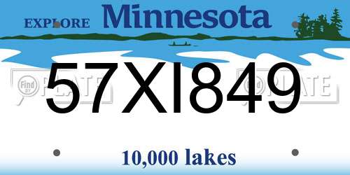 57XI849 Minnesota License Plate