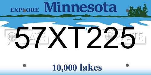 57XT225 Minnesota License Plate