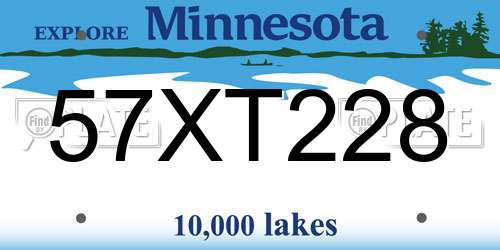 57XT228 Minnesota License Plate