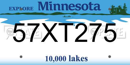 57XT275 Minnesota License Plate