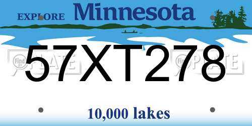 57XT278 Minnesota License Plate