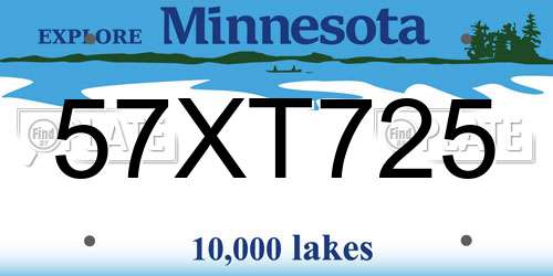57XT725 Minnesota License Plate