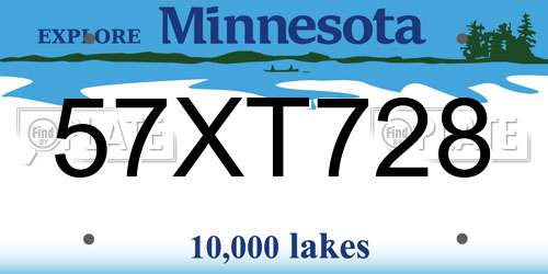 57XT728 Minnesota License Plate