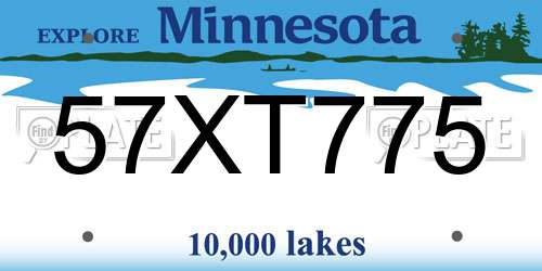 57XT775 Minnesota License Plate