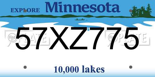 57XZ775 Minnesota License Plate
