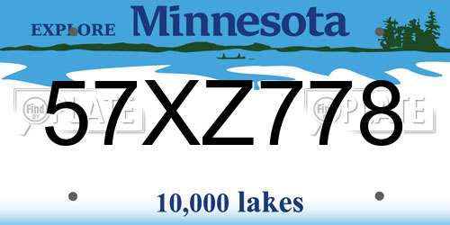 57XZ778 Minnesota License Plate