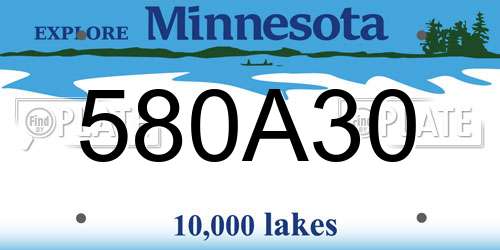 580A30 Minnesota License Plate