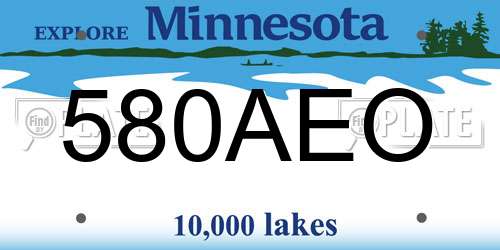 580AEO Minnesota License Plate