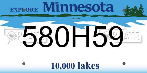 580H59 Minnesota License Plate
