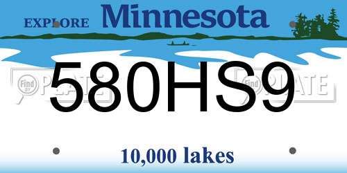 580HS9 Minnesota License Plate