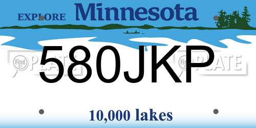 580JKP Minnesota License Plate