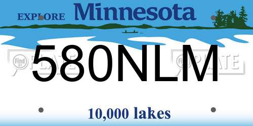 580NLM Minnesota License Plate