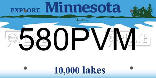 580PVM Minnesota License Plate