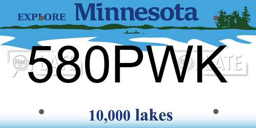 580PWK Minnesota License Plate