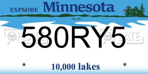 580RY5 Minnesota License Plate