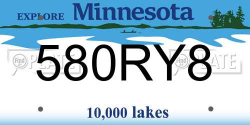 580RY8 Minnesota License Plate