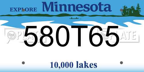 580T65 Minnesota License Plate