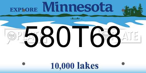 580T68 Minnesota License Plate