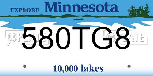 580TG8 Minnesota License Plate